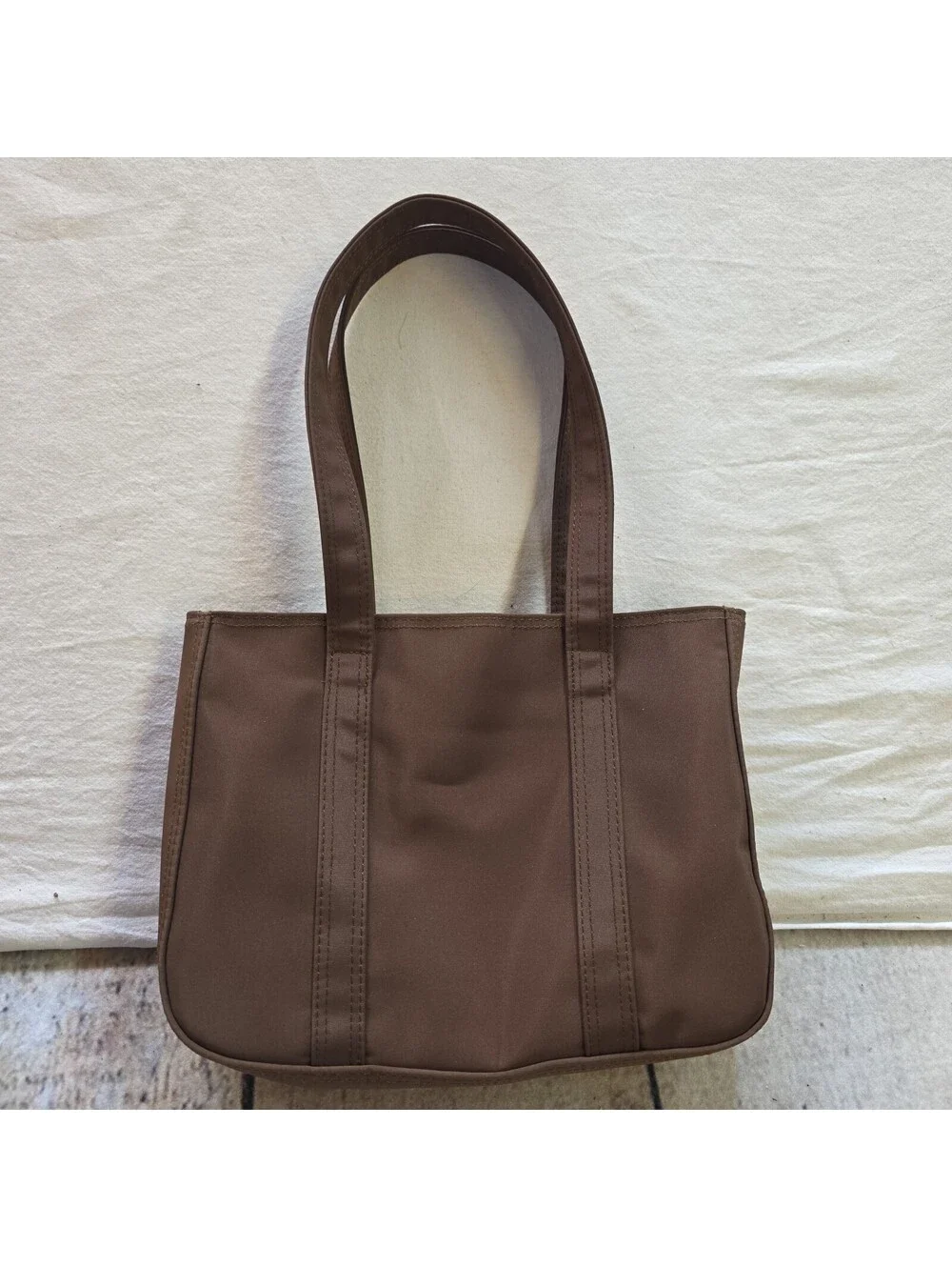 LANCOME Paris Chocolate Brown Nylon Mini Tote Bag Makeup Cosmetic Case GWP